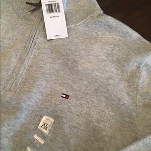 Tommy Hilfiger Men’s LS 1/4 ZIP Sweater, XL, Gray